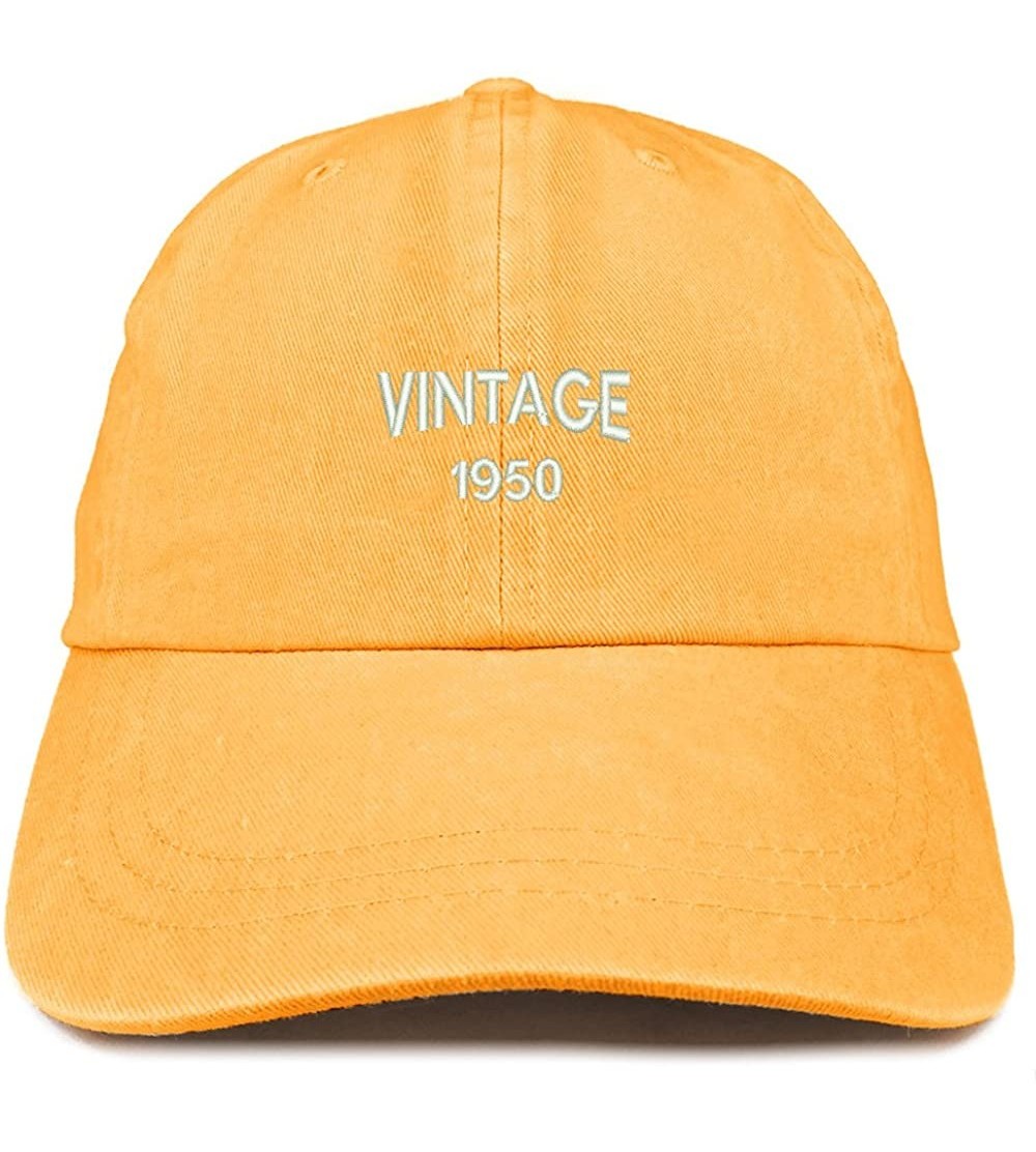 Baseball Caps Small Vintage 1950 Embroidered 70th Birthday Washed Pigment Dyed Cap - Mango - CS18C6TONK0 $16.14