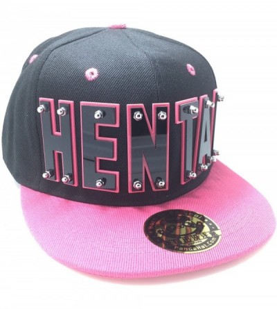 Baseball Caps Hentai HAT in Black with Pink Brim - Black Letter With Pink Trim - CE18899EMOI $32.88
