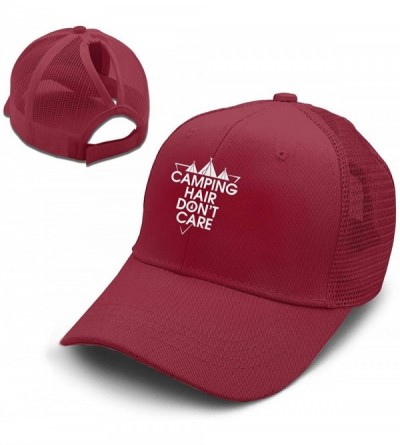 Baseball Caps Camping Hair Don't Care Ponycap Messy High Bun Ponytail Adjustable Mesh Trucker Baseball Cap Hat for Women - CF...
