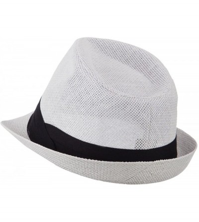Fedoras Pleated Hat Band Straw Fedora Hat - White W18S37F - C011E8U1JEV $21.89