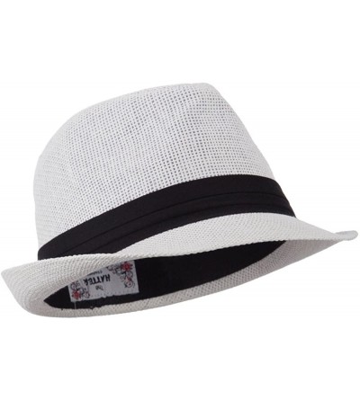 Fedoras Pleated Hat Band Straw Fedora Hat - White W18S37F - C011E8U1JEV $21.89