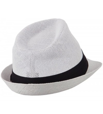 Fedoras Pleated Hat Band Straw Fedora Hat - White W18S37F - C011E8U1JEV $21.89