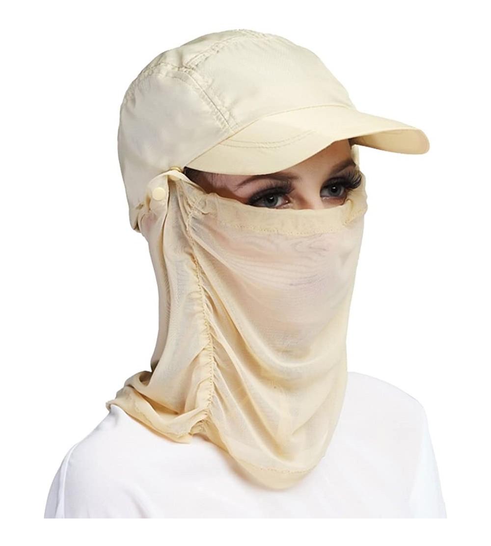 Balaclavas Women's Outdoor Quick Dry UV Protective Balaclavas Outdoor Riding Baseball Cap - Beige - CZ12IG6PXWB $13.69