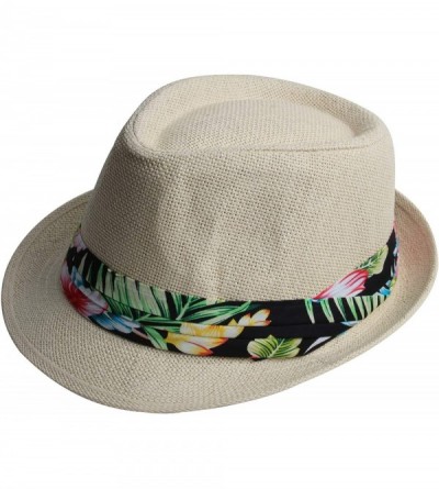 Fedoras Fedora Hats for Men & Women Tribly Short Brim Summer Paper - 06 - Beige - CJ18W4AIYWC $11.16