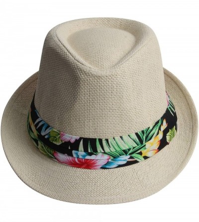Fedoras Fedora Hats for Men & Women Tribly Short Brim Summer Paper - 06 - Beige - CJ18W4AIYWC $25.19