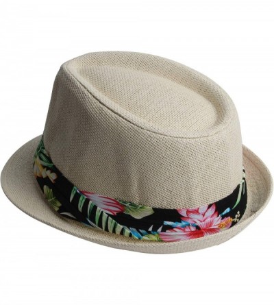 Fedoras Fedora Hats for Men & Women Tribly Short Brim Summer Paper - 06 - Beige - CJ18W4AIYWC $11.16