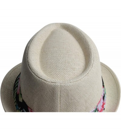 Fedoras Fedora Hats for Men & Women Tribly Short Brim Summer Paper - 06 - Beige - CJ18W4AIYWC $25.19