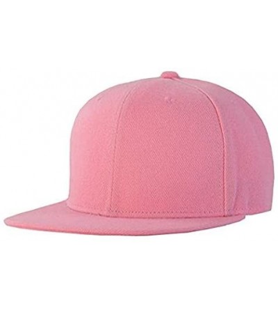 Baseball Caps Plain Solid Flatbill Snapback Hats Baseball Cap - Pink - CY186YGAUXE $11.27