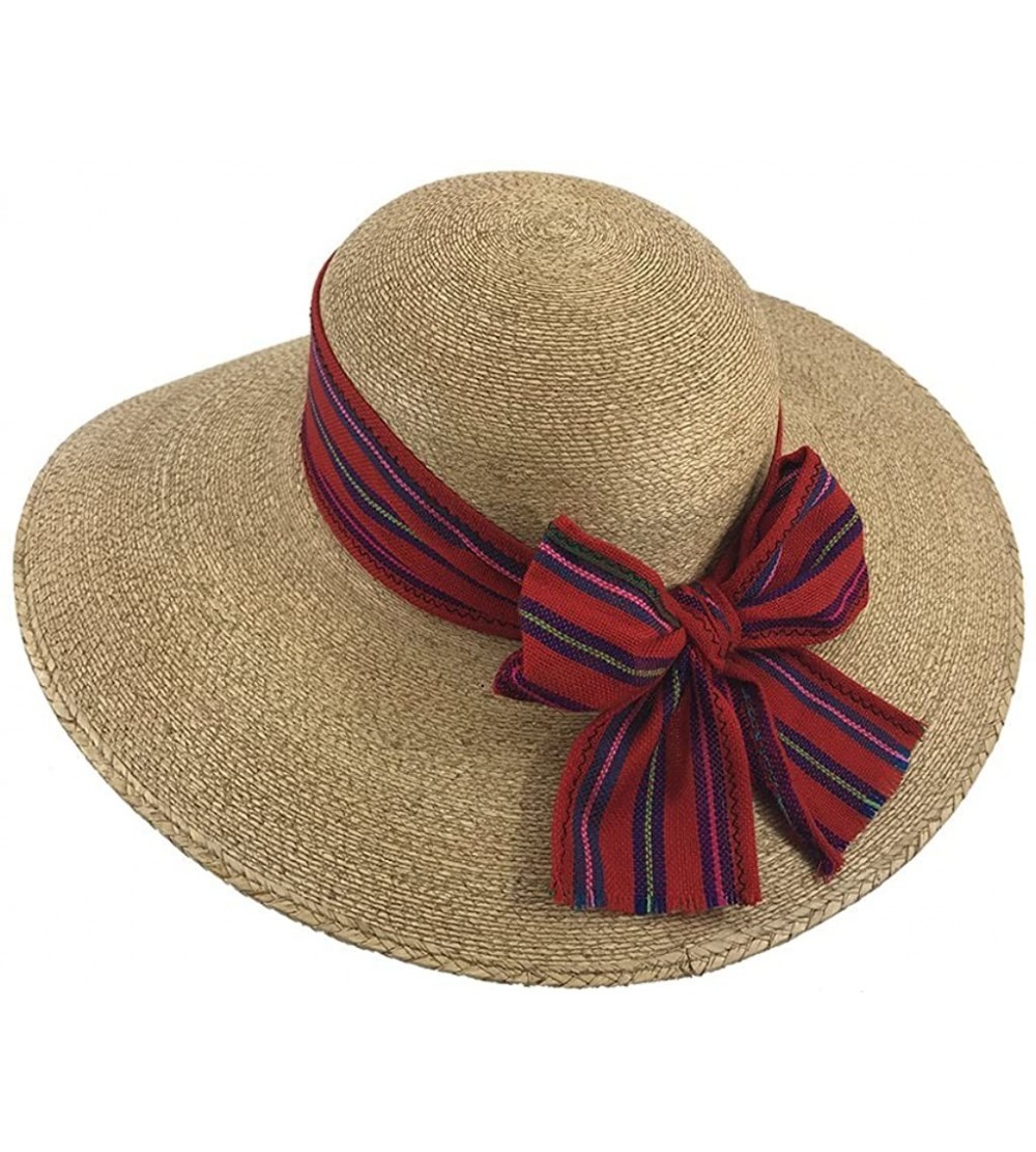 Sun Hats The Original DAMA Lady's Moreno Palm Straw Sun Hat - Cafe W/ Red/Green Bow - CB184NITHA9 $22.93