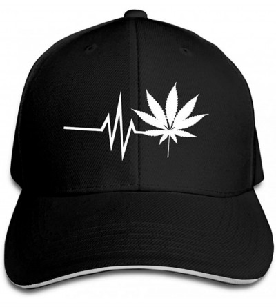 Skullies & Beanies Adult Vintage Heart Beats Cannabis Marijuana Snapback Hat Dad Hat Black Sandwich Peaked Cap Black - Black ...