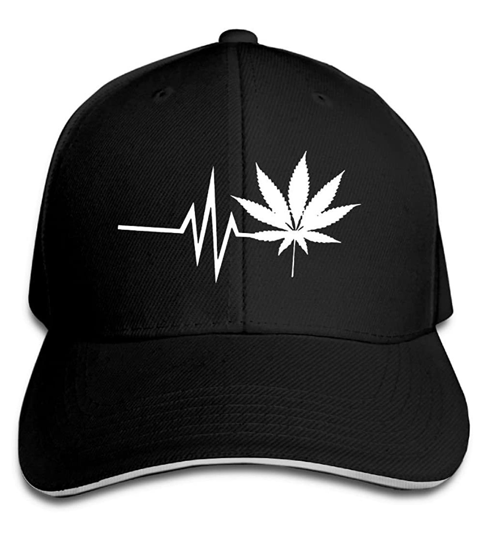 Skullies & Beanies Adult Vintage Heart Beats Cannabis Marijuana Snapback Hat Dad Hat Black Sandwich Peaked Cap Black - Black ...