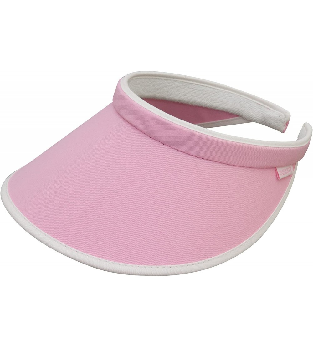 Visors Women's Brushed Cotton Clip-On Visor - Pink/White - C412CX9SFQD $23.93