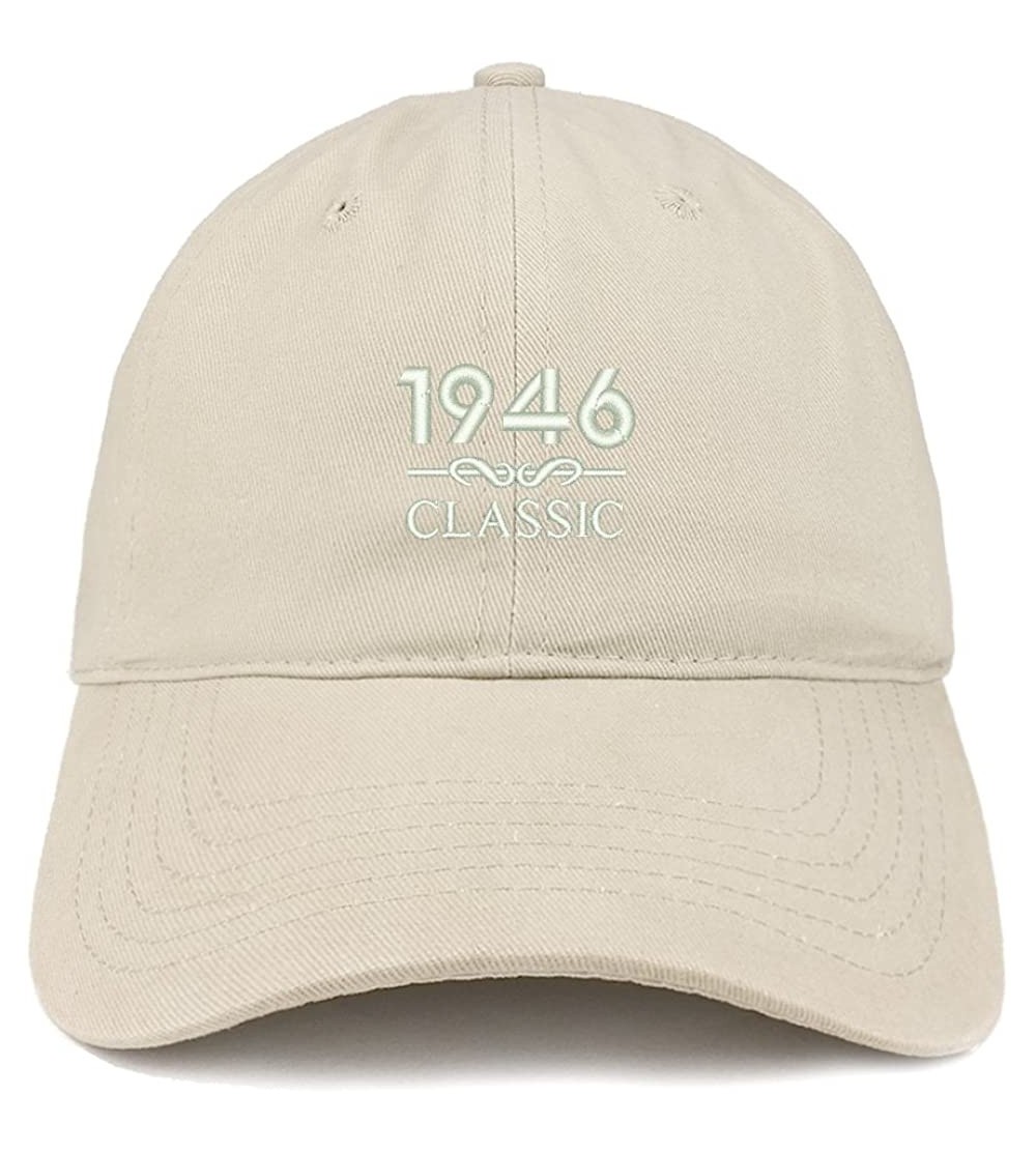 Baseball Caps Classic 1946 Embroidered Retro Soft Cotton Baseball Cap - Stone - CJ18D024486 $21.89
