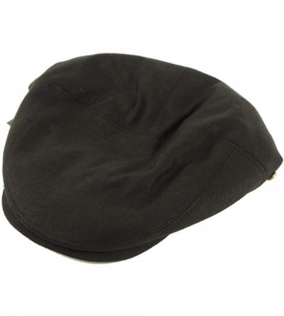 Newsboy Caps Men's 100% Cotton 7 Panel Ivy Mixed Pattern Driver Cabby Flat Cap Hat - Solid Black - CB18R6KTRRL $11.68