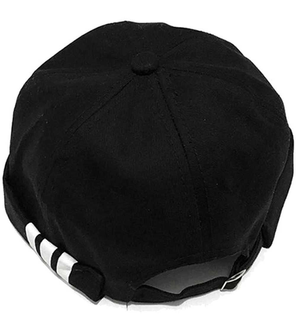 Skullies & Beanies Brimless Watch Cap Rolled Cuff Harbour Hat Retro Strapback Docker Leon Cap - Black - CE18IZXNT3Z $15.59