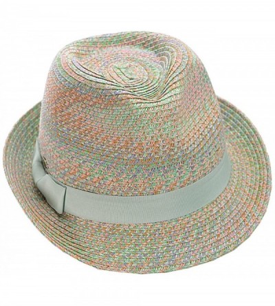 Fedoras Women's Solid Color Band Multicolor Weaved Trilby Fedora Hat - Seafoam Mix - CT11WWYH633 $25.97