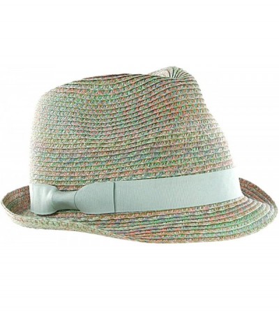 Fedoras Women's Solid Color Band Multicolor Weaved Trilby Fedora Hat - Seafoam Mix - CT11WWYH633 $11.23