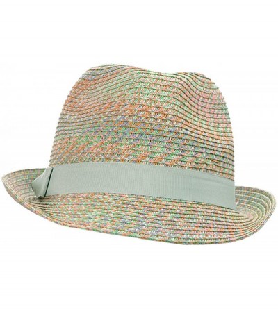 Fedoras Women's Solid Color Band Multicolor Weaved Trilby Fedora Hat - Seafoam Mix - CT11WWYH633 $11.23