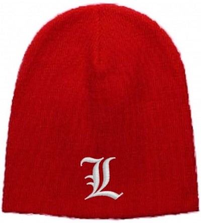 Skullies & Beanies L - Signature Letter Embroidered Skull Cap - Red - CC118W09E31 $16.78