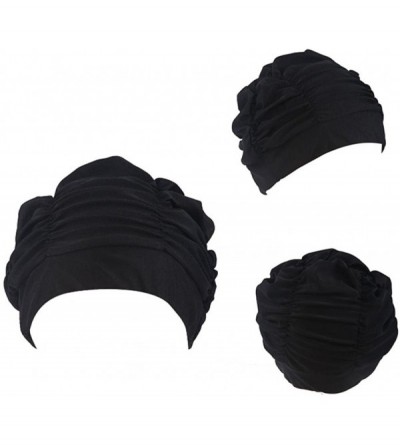 Skullies & Beanies Unisex Swimming Hat Women Men Bathing Cap Long Hair Girls Stretchy Beanies (Black) - CH189HMQS62 $8.35
