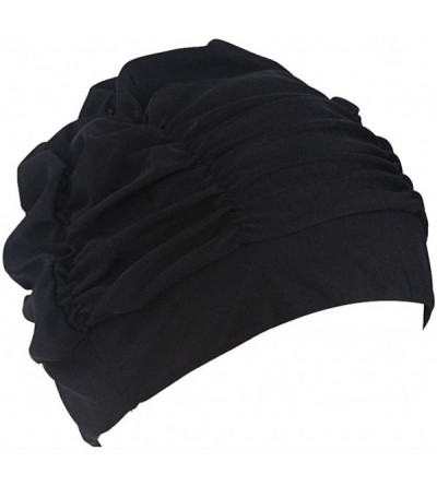 Skullies & Beanies Unisex Swimming Hat Women Men Bathing Cap Long Hair Girls Stretchy Beanies (Black) - CH189HMQS62 $8.35