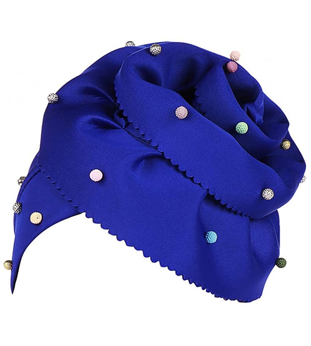 Skullies & Beanies Women Cotton Wrap Cap - India Floral Hat Muslim Chemo Beanie Hats - Blue - C818R3IZOG8 $15.98