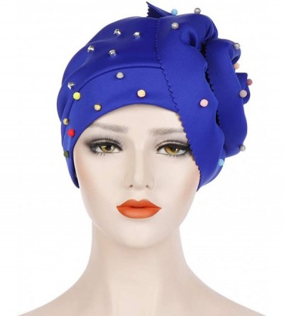 Skullies & Beanies Women Cotton Wrap Cap - India Floral Hat Muslim Chemo Beanie Hats - Blue - C818R3IZOG8 $15.98