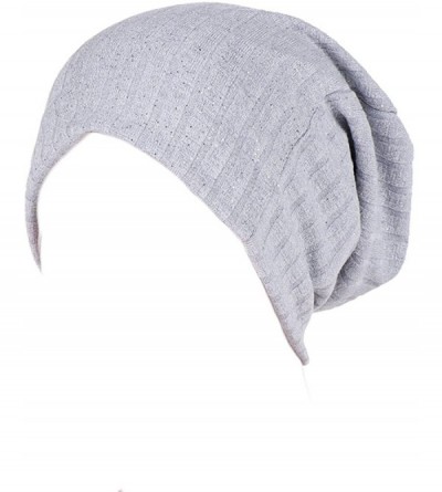 Berets Womens Scarf India Muslim Stretch Turban Hat Hair Pure Color Loss Head Wrap - Gray - CL18IE3AT8D $18.48