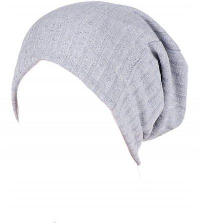 Berets Womens Scarf India Muslim Stretch Turban Hat Hair Pure Color Loss Head Wrap - Gray - CL18IE3AT8D $8.79