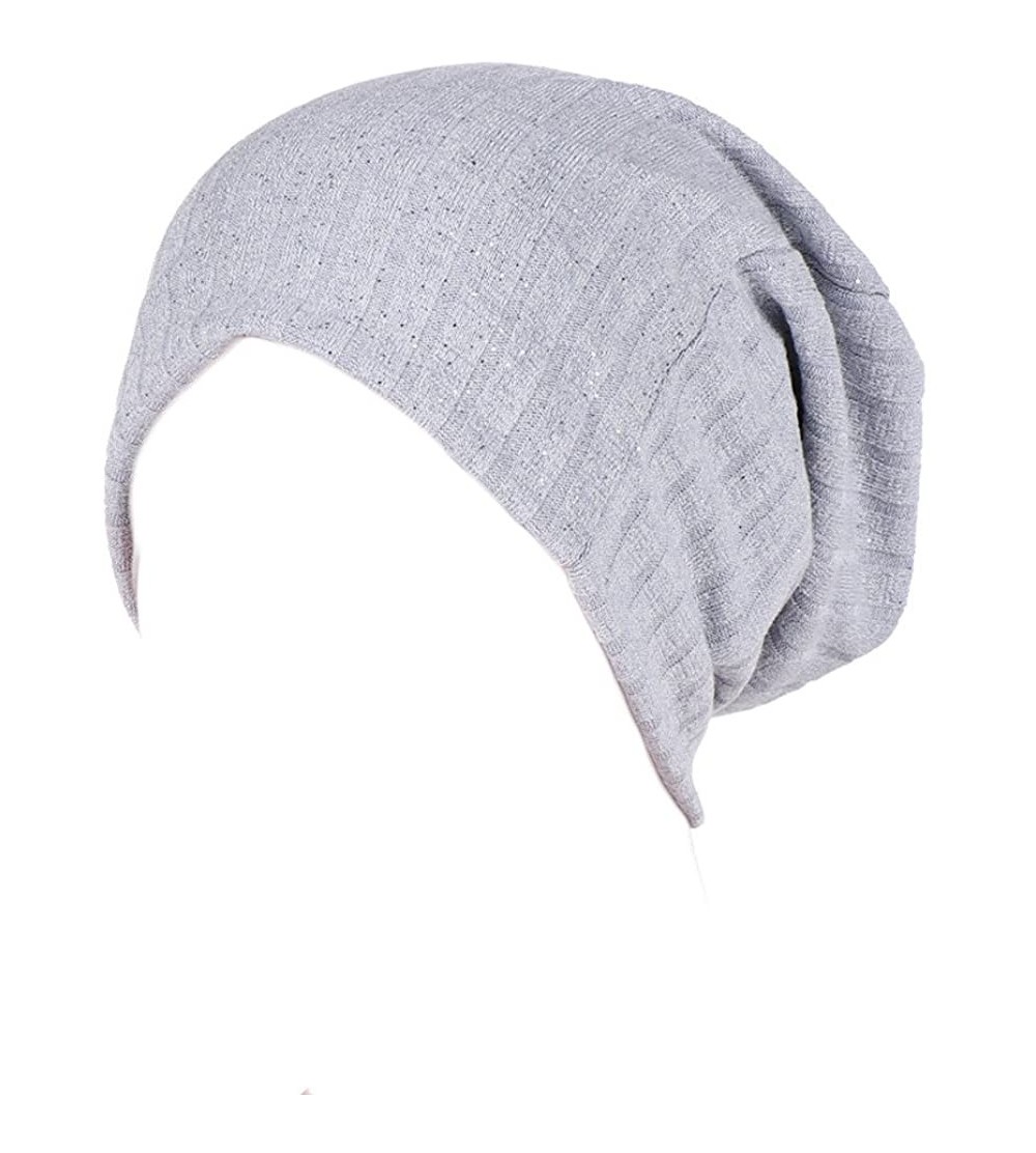 Berets Womens Scarf India Muslim Stretch Turban Hat Hair Pure Color Loss Head Wrap - Gray - CL18IE3AT8D $8.79