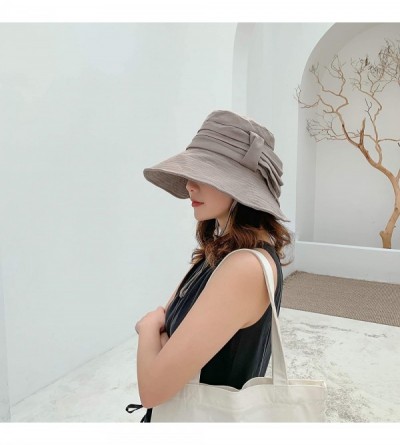 Sun Hats Big Brim Wide Brim Bucket Hats with Rope Hatband Sun Hats Summer Beach Hats - Khaki - CK18U7KC6S7 $10.28