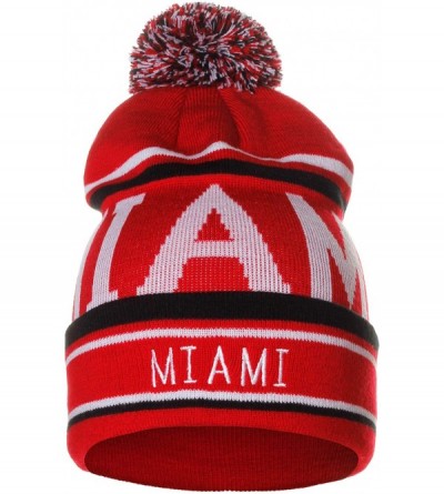 Skullies & Beanies Unisex USA Cities Fashion Large Letters Pom Pom Knit Hat Beanie - Miami Red - CY12N45AU52 $26.92
