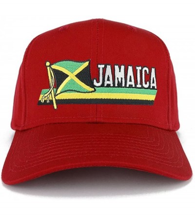 Baseball Caps Jamaica Flag and Text Embroidered Cutout Iron on Patch Adjustable Baseball Cap - Red - CN12N0K0EZT $26.80