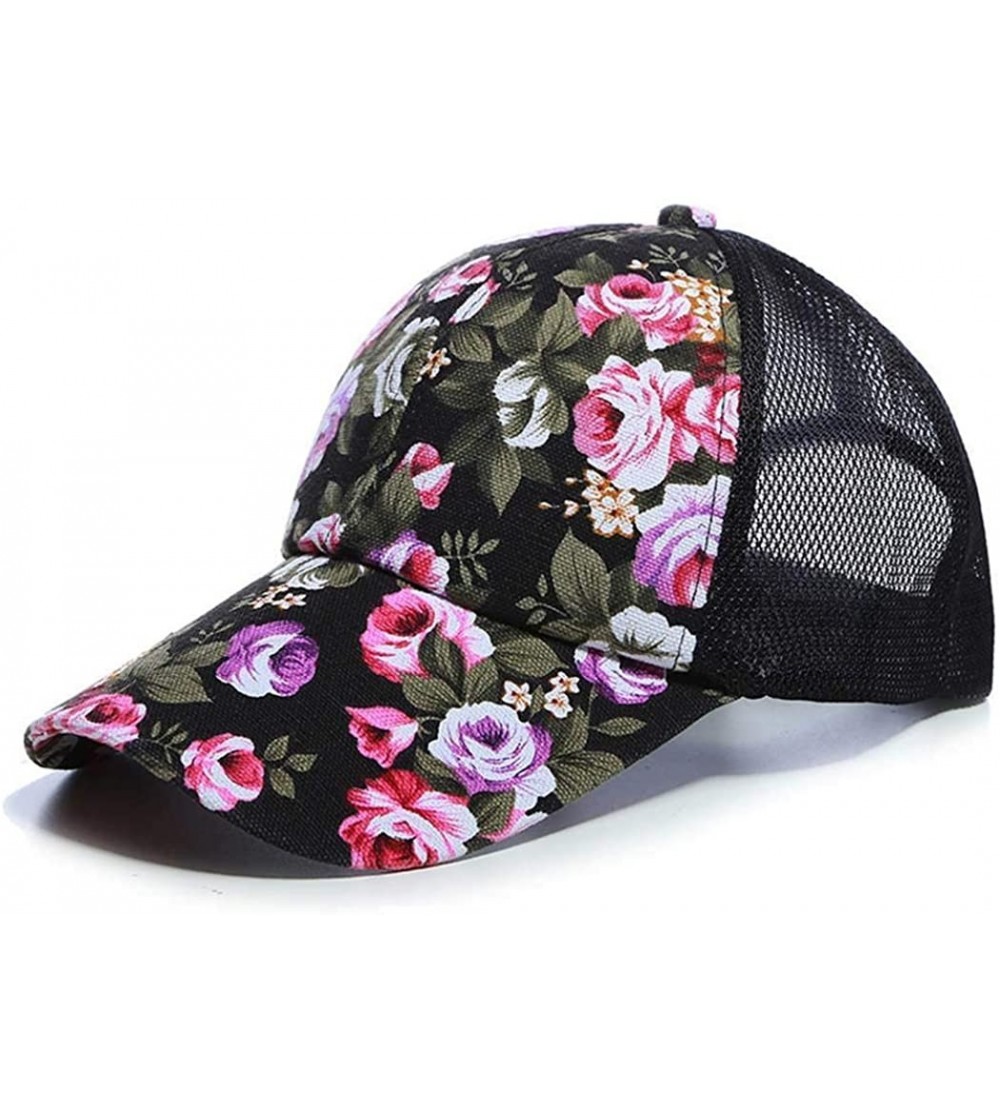 Baseball Caps Unisex Casual Floral Headwear Stretchy Soft Hats Comfort Baseball Cap Baseball Caps - Black - CT18XAXCK92 $17.61