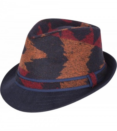 Fedoras Santa Fe Wool Trilby Fedora - Navy - CS11M0LMQM9 $8.99