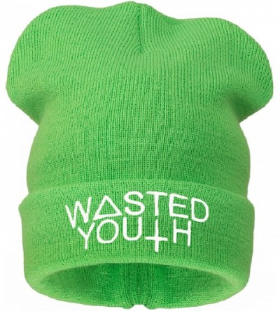 Skullies & Beanies Beanie Hat Women Men Winter Warm Black Bad Hair Day Oversized - Wasted Neon Green - CQ11IZNLK0P $13.99
