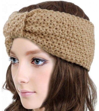 Headbands Women's Winter Knit Headband - Bow - Tan - CA12OCD41SV $10.40