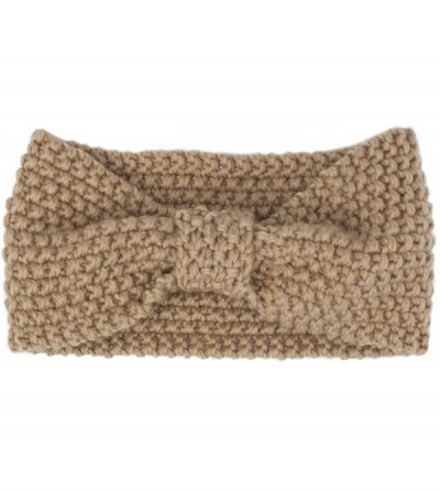 Headbands Women's Winter Knit Headband - Bow - Tan - CA12OCD41SV $10.40