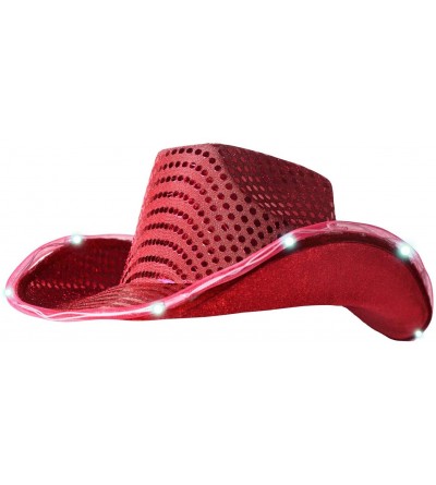 Cowboy Hats LED Red Tube Cowboy Hat (2-Pack) - Red- Black - C618DL9ATGT $20.43