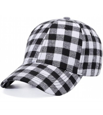 Baseball Caps Plaid Print Baseball Cap Soft Cotton Blend Checked Print Outdoor Hat Cap - Black White-small Plaid - CJ18OQIQ25...