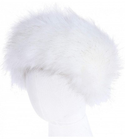 Cold Weather Headbands Faux Fur Headband with Elastic for Women's Winter Earwarmer Earmuff - White With Tips - CM12LH25SBH $1...