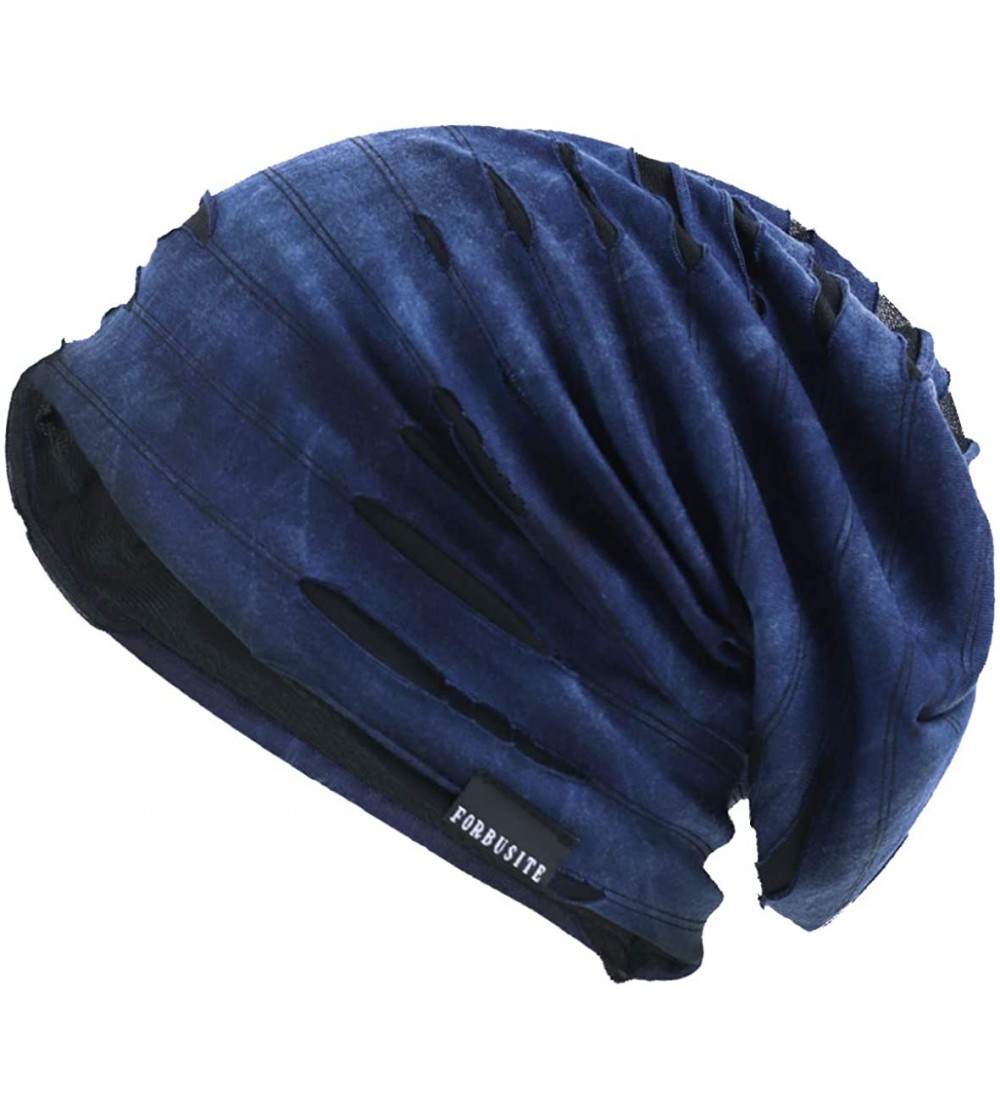 Skullies & Beanies Mens Slouch Beanie Skull Cap Thin Summer Hat - Retro Navy - CU18RWG5S6E $11.25