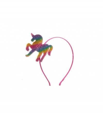 Headbands Swarovski Crystal Hot Pink Rainbow Unicorn Headband - full body unicorn hot pink - CP18KL8A946 $22.97