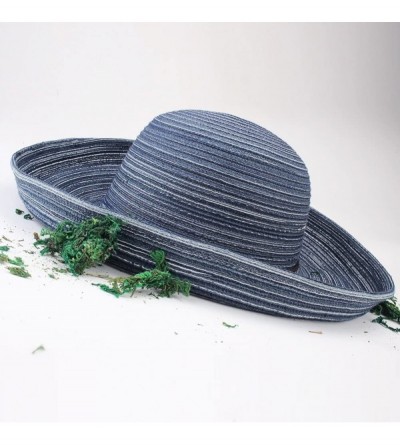 Sun Hats Wide Brim Floppy Sun Hat 100% Cotton Packable Summer Beach Hats for Women - Sh051 Dark Blue - C618NECMGOO $14.86