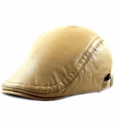 Newsboy Caps Soft Faux Leather Flat Ivy Gatsby Newsboy Driving Hat Cap - Tan - C3128JZBOE5 $10.41