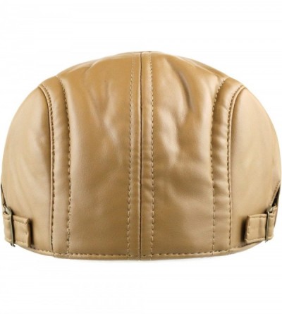 Newsboy Caps Soft Faux Leather Flat Ivy Gatsby Newsboy Driving Hat Cap - Tan - C3128JZBOE5 $10.41