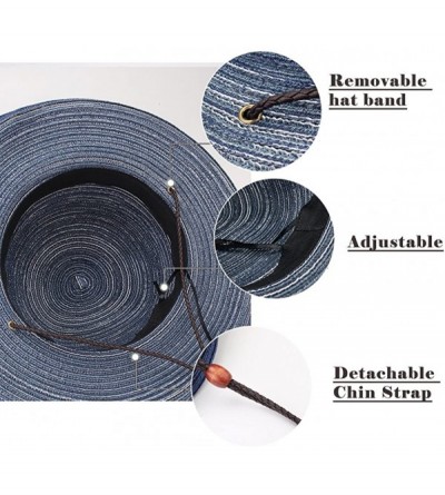 Sun Hats Wide Brim Floppy Sun Hat 100% Cotton Packable Summer Beach Hats for Women - Sh051 Dark Blue - C618NECMGOO $14.86