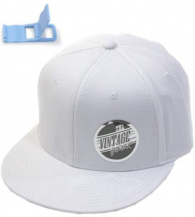 Baseball Caps Premium Plain Cotton Twill Adjustable Flat Bill Snapback Hats Baseball Caps - White - CJ12BIX4K8R $25.41