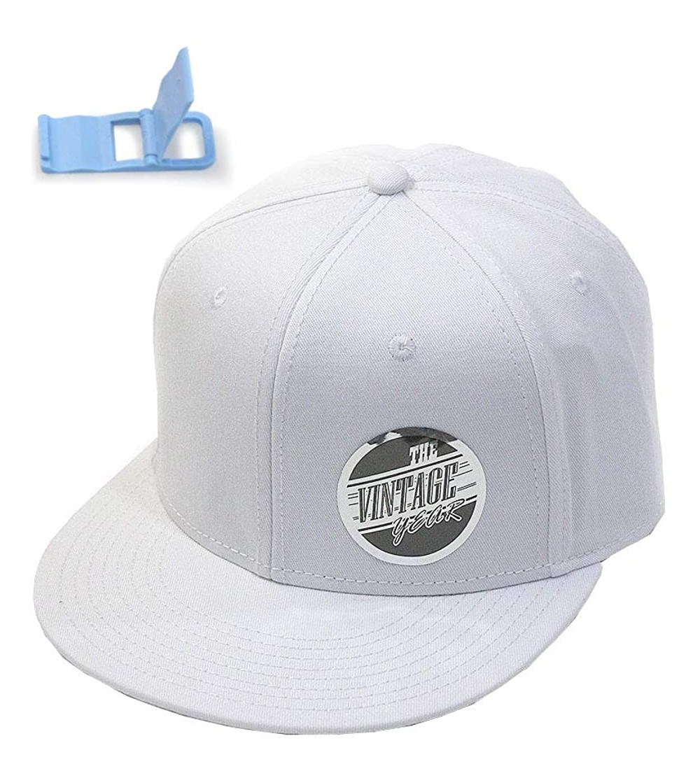 Baseball Caps Premium Plain Cotton Twill Adjustable Flat Bill Snapback Hats Baseball Caps - White - CJ12BIX4K8R $15.18