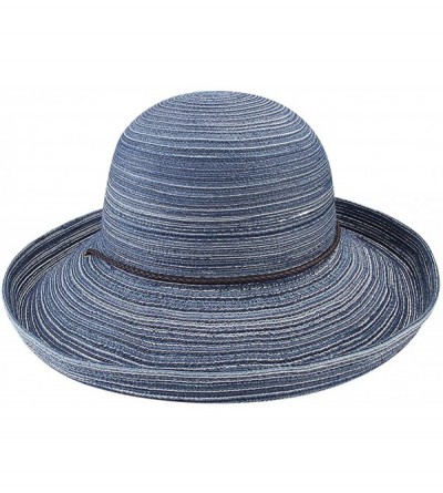 Sun Hats Wide Brim Floppy Sun Hat 100% Cotton Packable Summer Beach Hats for Women - Sh051 Dark Blue - C618NECMGOO $14.86